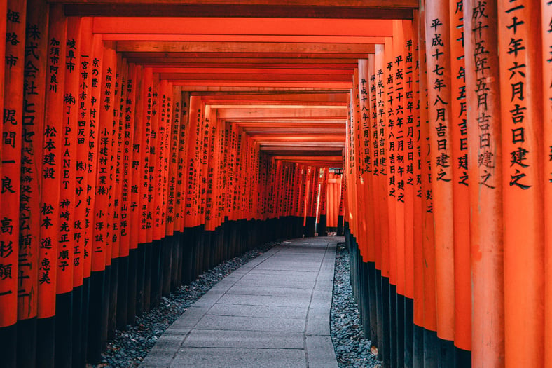 Temple Hallway, Tokio, Japan